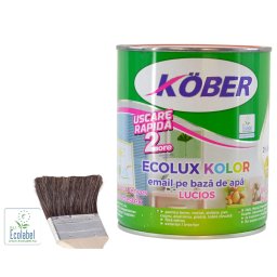 Vopsea pe baza de apa Ecolux Kolor Lucios Alb 10 l Kober,