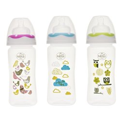 Biberon gat larg 270 ml cu tetina silicon 3+ Minut Baby