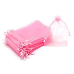 Set 10 saculeti roz organza 7 x 9 cm