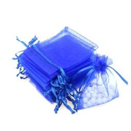 Set 10 saculeti albastri organza 7 x 9 cm