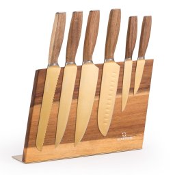 Klarstein Kazuno, set de cuțite, 7 piese, bloc magnetic, PVD, strat de titan (KG10-KazunoGold)