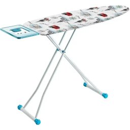 Masa de calcat MASA DE CALCAT 125 x 42 CM, KLASS, Alb/Turcoaz,Blat : plasa, husa bumbac + protectie pasla