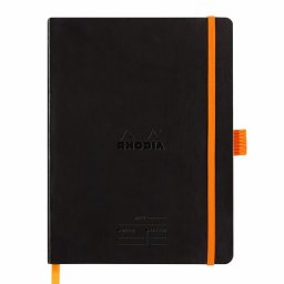 Meeting Book A5+ Rhodiarama, 80 file, negru