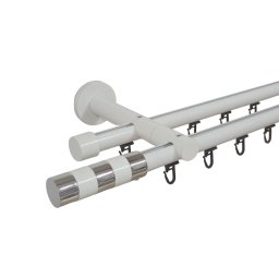 Galerie dubla teava profil alb cilindru inox 19mm/19mm