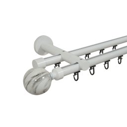 Galerie dubla Ball teava profil alb 19mm/19mm