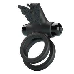 Pretty Love Double Ring Vibrator with Black Stimulator Black