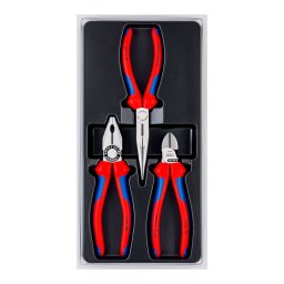 Set KNIPEX pentru montaj cu patent combinat 180 mm, cleste cu varf semirotund 200 mm si cleste diagonal 160 mm, fabricat in Germania 00 20 11