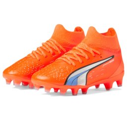 PUMA Kids Ultra Pro Firm GroundArtificial Ground (Little KidBig Kid) Ultra OrangePuma WhiteBlue Glimmer