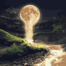 Set pictura pe numere, cu sasiu, Cascada lunara - culori metalizate, 50x50 cm