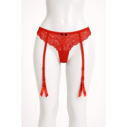 Portjartier cu chilot tanga, rosu (Marime portjartier: XL)