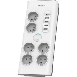 Prelungitor multimedia 6 prize, 5 porturi USB, Alb