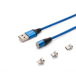 Savio CL-154 USB cable 1 m USB 2.0 USB C Micro USB A/Lightning Blue