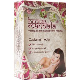 Henna Vopsea de Par Castaniu Mediu Pudra 100g Henna Mandala