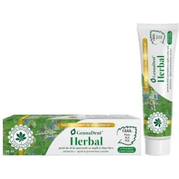Pasta de Dinti Spumanta cu Argila si Aloe Gennadent Herbal 80ml Vivanatura