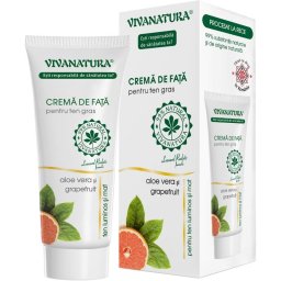 Crema de fata pentru ten gras cu Aloe Vera si Grapefruit 75ml Vivanatura