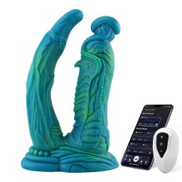 HiSmith WDA017-M Wildolo Devil Series Fantasy Dildo Vibrator with App 23cm Green-Blue