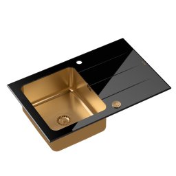 Chiuveta bucatarie o cuva si picurator inox PVD cu sticla securizata Ford 111, Quadron
