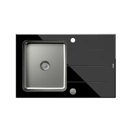 Chiuveta bucatarie o cuva si picurator inox PVD cu sticla securizata Ford 111, Quadron