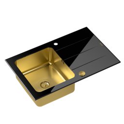 Chiuveta bucatarie o cuva si picurator inox PVD cu sticla securizata Ford 111, Quadron