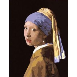 Set pictura pe numere, cu sasiu, Fata cu cercel de perla - Vermeer, 40x50 cm