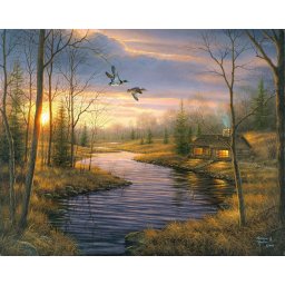 Set pictura pe numere, cu sasiu, Peisaj de tara la apus, 40x50 cm