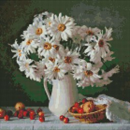 Set goblen cu diamante, cu sasiu, Frumusetea margaretelor, 40x40 cm