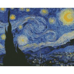 Set goblen cu diamante, cu sasiu, Noapte instelata - van Gogh, 40x50 cm