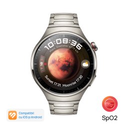 HUAWEI WATCH 4 Pro cu eSIM, carcasă Titan de grad aerospațial, curea Titanium, Android/iOS
