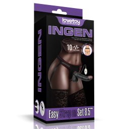 LoveToy Ingen Easy Strap-on Set Vibrating 8.5" Black
