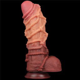 LoveToy Dual Layered Platinum Silicone Cock with Rope Curved 10.5"