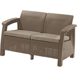 CURVER. Canapea rattan 2 locuri cappuccino-nisip Corfu Love Seat