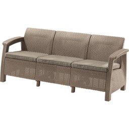 CURVER. Canapea rattan 3 locuri cappuccino-nisip Corfu Love Seat