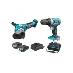 DED7013 DEDRA Set bormasina si polizor unghiular, cu 2 acumulatori Li-Ion 18 V, 2 Ah SAS+ALL, incarcator si geanta