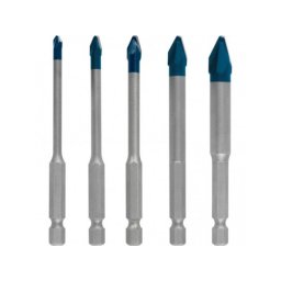 BOSCH Set 5 burghie HEX-9 EXPERT pentru placi ceramice, diametre 5 - 10 mm