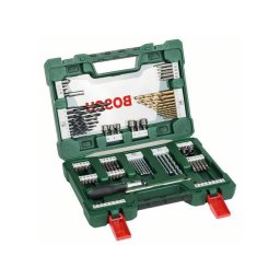 Set 91 accesorii Bosch V-Line, surubelnita, bara magnetica, biti, zencuitor, suport magnetic, chei tubulare, burghie