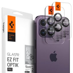 Folie de protecție cameră Iphone 14 Pro / 14 Pro Max / 15 Pro / 15 Pro Max / 16 Pro / 16 Pro Max / 17 Pro / 17 Pro Max Spigen Optik.tR EZ FIT, Set 2 bucăți, Culoare: Black Apple STICLĂ