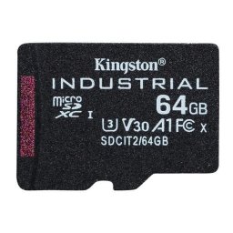 Card memorie Kingston Industrial microSDHC 64GB Class 10 A1 pSLC + SD Adapter