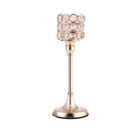 Suport elegant Pufo Gentle pentru lumanare, tip sfesnic, metalic, 24 x 7 cm, auriu- decor rafinat pentru casa si evenimente