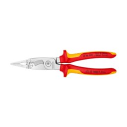 Cleste KNIPEX VDE 6 in 1 pentru instalatii electrice, cromat, 200 mm, pentru prindere, taiere, dezizolare si sertizare, fabricat in Germania 13 86 200