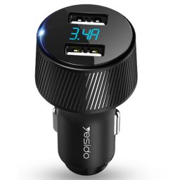 Y31, 2x USB, 18W, 3.4A, afisaj LED, negru