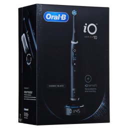 Periute de dinti clasice Oral-B iO10 cu incarcator iOSense, 7 moduri, 1 capat, Suport rezerve, Trusa de calatorie cu incarcator, Negru