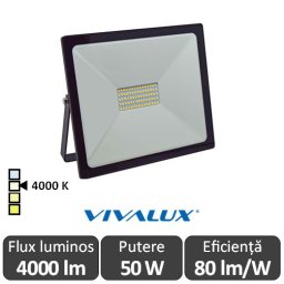 Vivalux - Proiector TREND LED de Exterior 50W IP65 4000K Alb-Neutru Culoare Alb sau Negru