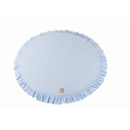 Saltea de joaca din spuma MeowBaby pentru copii, rotunda cu volanas, catifea baby blue