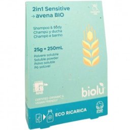 Gel de dus si sampon sensitive pudra - refill ecologic 25g Biolu