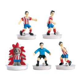 Set 6 jucatori fotbal cu mascota si stema din rasina 5 cm