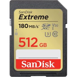 Card memorie EXTREME 512GB SDXC card memorie, Viteza de scriere: 130 MB/s,Viteza de citire: 180 MB/s