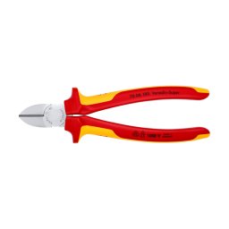 Cleste sfic KNIPEX VDE 1000 V, taietor lateral cromat pentru sarma si conductori, 180 mm, fabricat in Germania 70 06 180