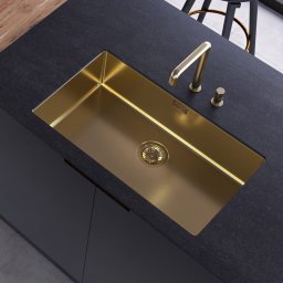Chiuveta bucatarie inox TASCA CANOVA CA70 auriu gold si accesorii montaj