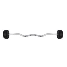 Haltera curbata fixa, 50kg, cauciuc