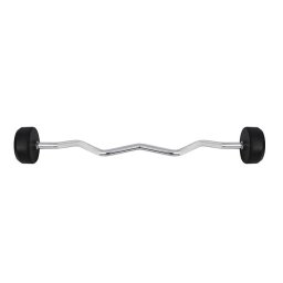 Haltera curbata fixa, 40kg, cauciuc